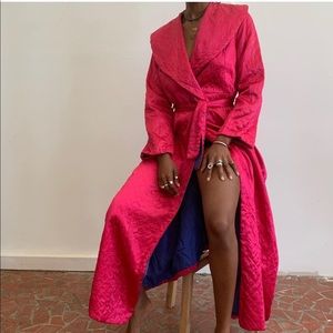 Vintage satin belted coverall robe medium pink